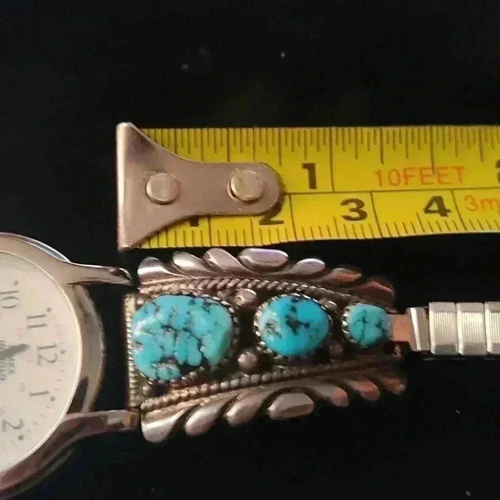 Famous Makers Robert & Bernice Leekya watch tips, Unisex Sterling Turquoise FIRE